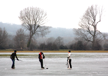 Ice hockey on Port Meadow, Oxford