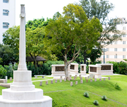 Cross and graves at Stanley